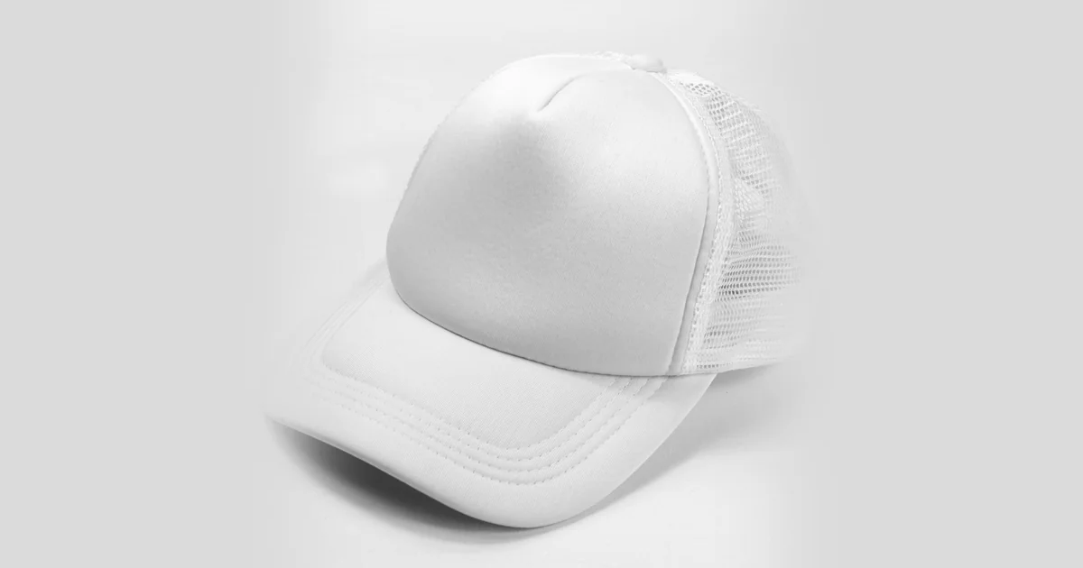 Blank white foam-front trucker hat, the classic hat style for custom patches